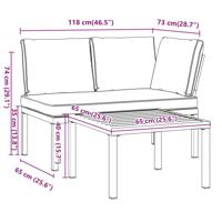 2-delige Loungeset met kussens aluminium zwart - thumbnail