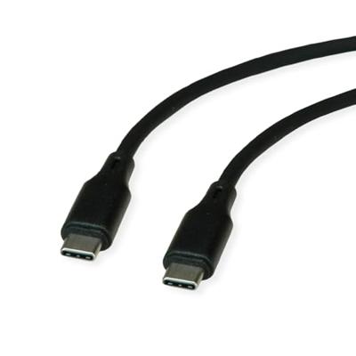 ROLINE USB 2.0 kabel, type C-C, ST/ST, siliconen, 60W, zwart, 1m