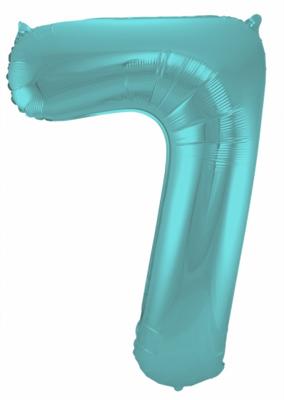 Folieballon Pastel Aqua Metallic Mat Cijfer 7 - 86cm