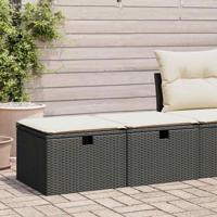 2-delige Loungeset met kussens poly rattan acacia zwart - thumbnail