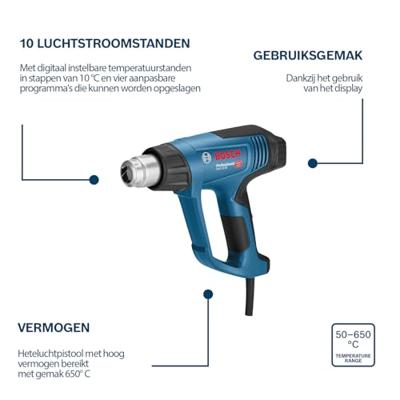 Bosch Professional GHG 23-66 Heteluchtpistool met accessoireset 2300W in L-Boxx - 06012A6303