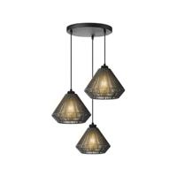 LABEL51 Hanglamp 'Ibiza Diamond' Jute, 3-lamps, kleur Zwart - thumbnail