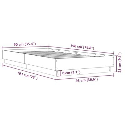 Bedframe bewerkt hout grijs sonoma eikenkleurig 90x190 cm Bedframe bewerkt hout grijs sonoma eikenkleurig 90x190 cm