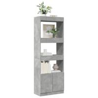 Hoge kast 63x33x180 cm bewerkt hout betongrijs - thumbnail
