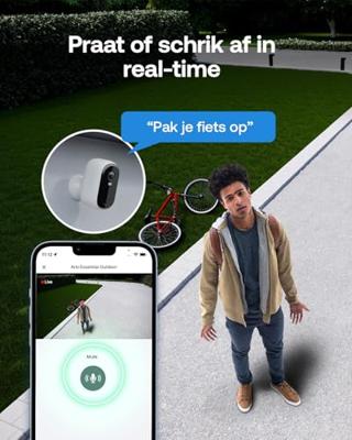 Arlo Essential 3 HD, WiFi-buitencamera, batterijduur 6 maanden, nachtzicht in kleur, licht, sirene, tweerichtingsaudio, 2 witte camera's