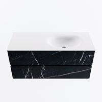 MONDIAZ VICA 110cm badmeubel onderkast Marquina 2 lades. Wastafel MOON rechts zonder kraangat, kleur Talc. - thumbnail