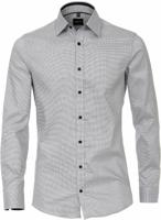 Venti Heren Overhemd Blauw Dobby Kent Body Fit - thumbnail