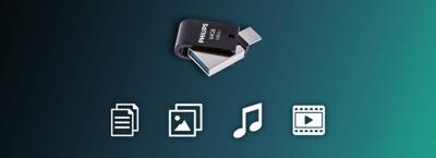 USB-stick 3.1 Philips USB-C 2-in-1 midnight black 64GB