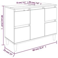 Wastafelkast 80x33x60 cm bewerkt hout bruin eikenkleur - thumbnail