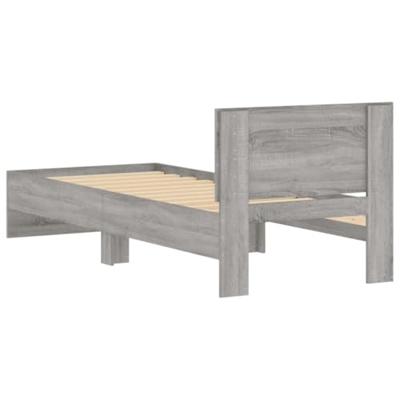 Bedframe met hoofdbord bewerkt hout grijs sonoma 75x190 cm