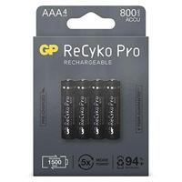 GP ReCyko+ PRO 4 batterijen AAA Micro accu, 2900434360001 - thumbnail