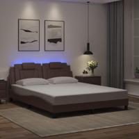 Bedframe met LED-verlichting kunstleer bruin 160x200 cm - thumbnail