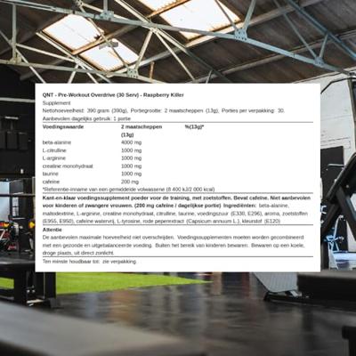 QNT Overdrive Pre-Workout Raspberry Killer (390 g)