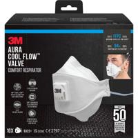 3M Aura Comfort Cool Flow stofmasker, FFP2, met ventiel, pak van 10 stuks - thumbnail