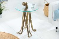 Ronde bijzettafel WILDLIFE OCTOPUS 70cm messing goud metalen glazen sculptuur handgemaakt - 43498 - thumbnail