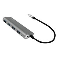 LogiLink UA0309 UA0309 USB-hub 4 poorten USB-A USB 3.1 Gen1 5 GBit/s Met USB-C stekker Grijs - thumbnail