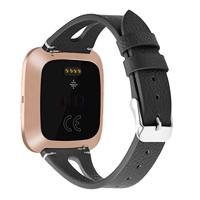Fitbit Versa 1 / 2 & Lite bandje TPU leer - Zwart - thumbnail