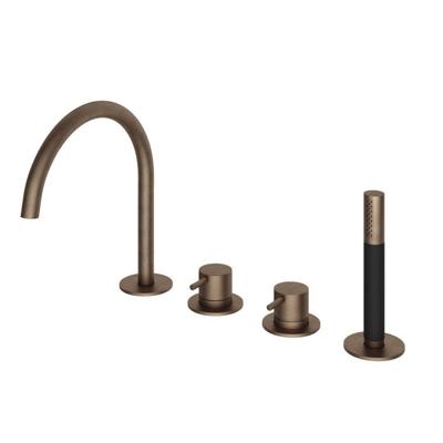 Inbouw Badrandcombinatie Hotbath Cobber Met Uitloop en 2-weg Omstel Verouderd Messing (incl. Handdouche) Living Colours