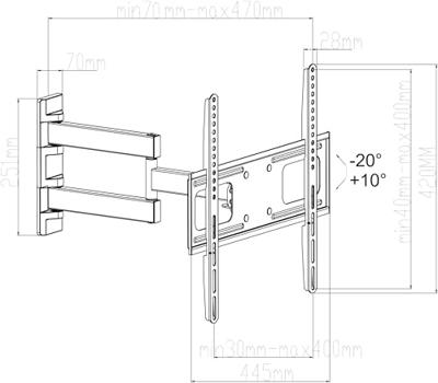 My Wall H26-1WL TV-beugel 81,3 cm (32) - 139,7 cm (55) Kantelbaar, Zwenkbaar, Roteerbaar, Uittrekbaar Variabele afstand tot de muur My Wall H26-1WL TV-beugel 81,3 cm (32) - 139,7 cm (55) Kantelbaar, Zwenkbaar, Roteerbaar, Uittrekbaar Variabele afstand tot de muur