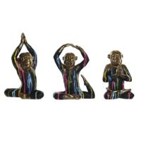 Decoratieve figuren DKD Home Decor Gouden Hars Multicolour Aap Modern (19 x 12 x 24,5 cm) (3 Stuks) - thumbnail