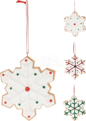 Kerstornament Sneeuwvlok Wit Assorti 1st