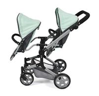 Tweeling Poppenwagen Linus Duo - Melange Antraciet Mint - thumbnail