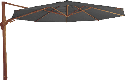 VirgoFlex Zweefparasol houtlook grijs 350 cm ronde parasol