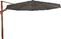 VirgoFlex Zweefparasol houtlook grijs 350 cm ronde parasol - thumbnail