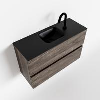 MONDIAZ ADA 80cm toiletmeubel dark brown. LEX wastafel urban midden 1 kraangat - thumbnail