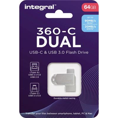 Integral USB stick 64GB Metal Dual USB-C en USB 3.0 - 9500285