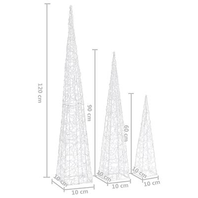 VidaXL Lichtkegelset decoratief led 60/90/120 cm acryl koudwit