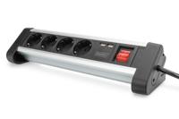 Digitus DA-70614 power uitbreiding Indoor 1.5 m 4 AC outlet(s) Black,Silver - thumbnail