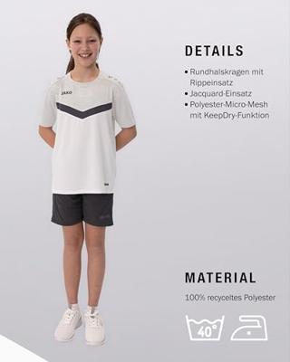 JAKO 6124K T-Shirt Iconic Kids - Wit/Zachtgrijs/Antra Light - 164