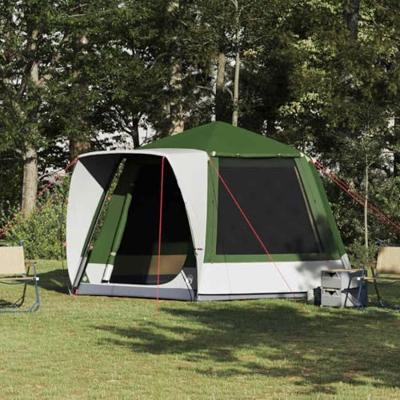 VidaXL Camping tent huisje met dak groen 420 x 420 x 227 cm polyester