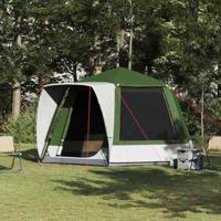 VidaXL Camping tent huisje met dak groen 420 x 420 x 227 cm polyester - thumbnail