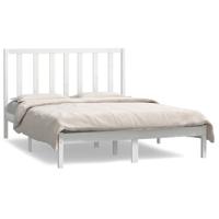 Bedframe zonder matras massief grenenhout wit 140x190 cm - thumbnail