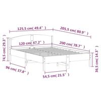 Bedframe met hoofdbord massief grenenhout wit 120x200 cm - thumbnail