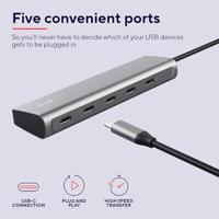 Trust HALYX 5 PORT USB-C HUB USB Hub Zilver - thumbnail