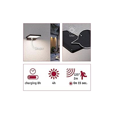 Paulmann 95393 Solveig Wandlamp op zonne-energie 4 W Warmwit Zwart