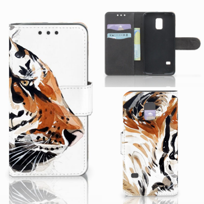Hoesje Samsung Galaxy S5 Mini Watercolor Tiger Hoesje Samsung Galaxy S5 Mini Watercolor Tiger