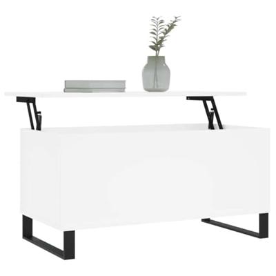 Salontafel 90x44,5x45 cm bewerkt hout wit - thumbnail