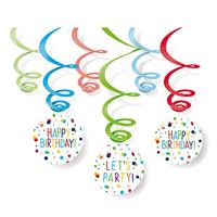 Hangdecoratie Swirls Happy Birthday Confetti (6st) - thumbnail