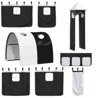 Stapelbed met glijbaan en gordijnen wit en zwart 90x200 cm - thumbnail