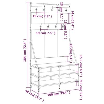 VidaXL Kledingrek met schoenenrek 100x40x184 cm zwart VidaXL Kledingrek met schoenenrek 100x40x184 cm zwart