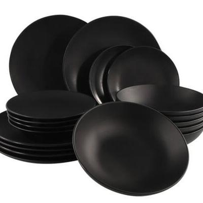 Studio Tavola Serviesset Black Tie - 18-delig / 6 personen - 6 ontbijt/dessertborden, 6 diepe borden en 6 dinerborden