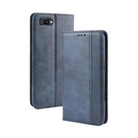 Magnetische Buckle retro Crazy Horse textuur horizontale Flip lederen case voor OPPO Realme C2/A1K met houder & kaartsleuven & fotolijstjes (blauw) - thumbnail
