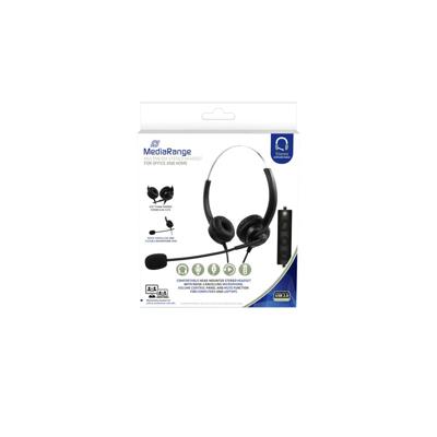 MediaRange MROS304 hoofdtelefoon/headset Bedraad Hoofdband Kantoor/callcenter Zwart, Zilver