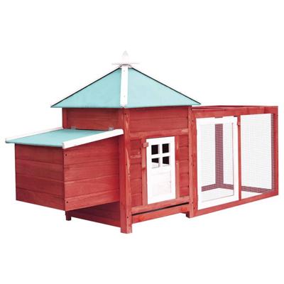 VidaXL Kippenhok met nestkast 190x72x102 massief vurenhout rood