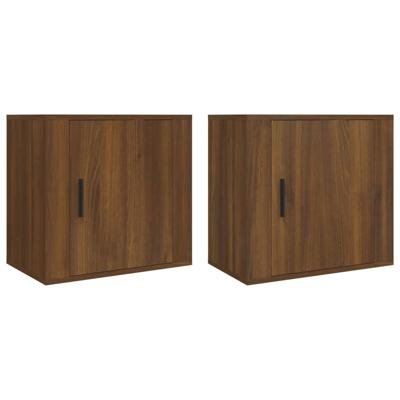 Nachtkastjes 2 st wandgemonteerd 50x30x47 cm bruin eikenkleur