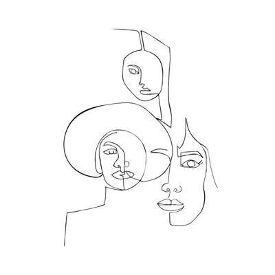 Poster - Line Art Vrouwen, Premium Print, Lijnenspel